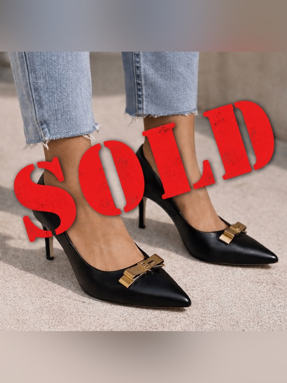 ❌SOLD❌Michael Kors Black Patent Leather Heels with Gold Detail